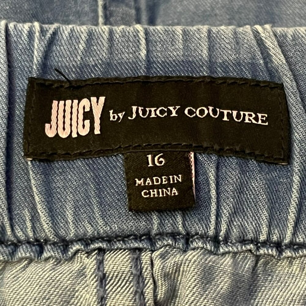 Juicy Couture Chambray Wide Leg Crop? Pants Womens 16 Used 100% Cotton - Picture 6 of 13